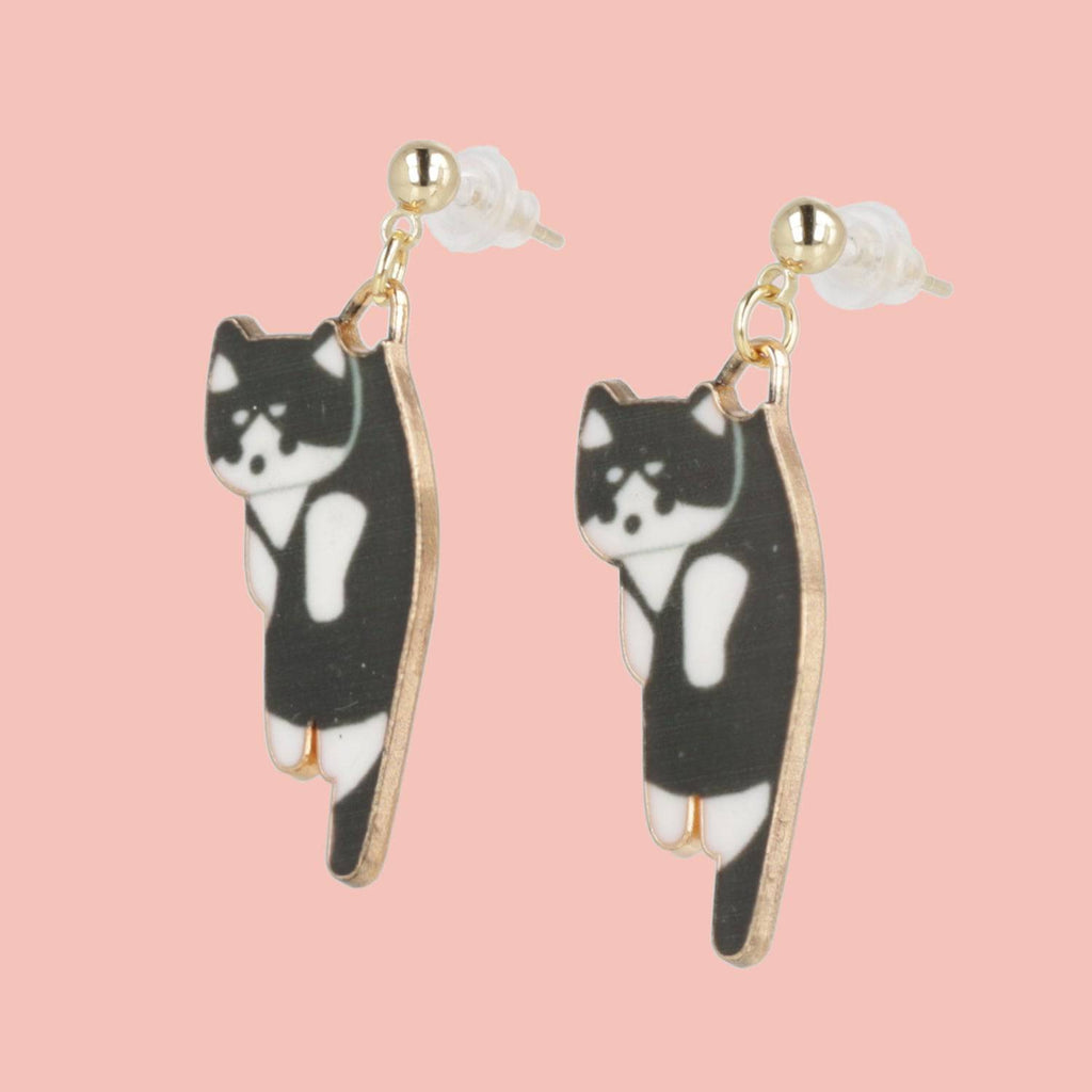 Black & White Cat Earrings (Gold Plated) - Sour Cherry