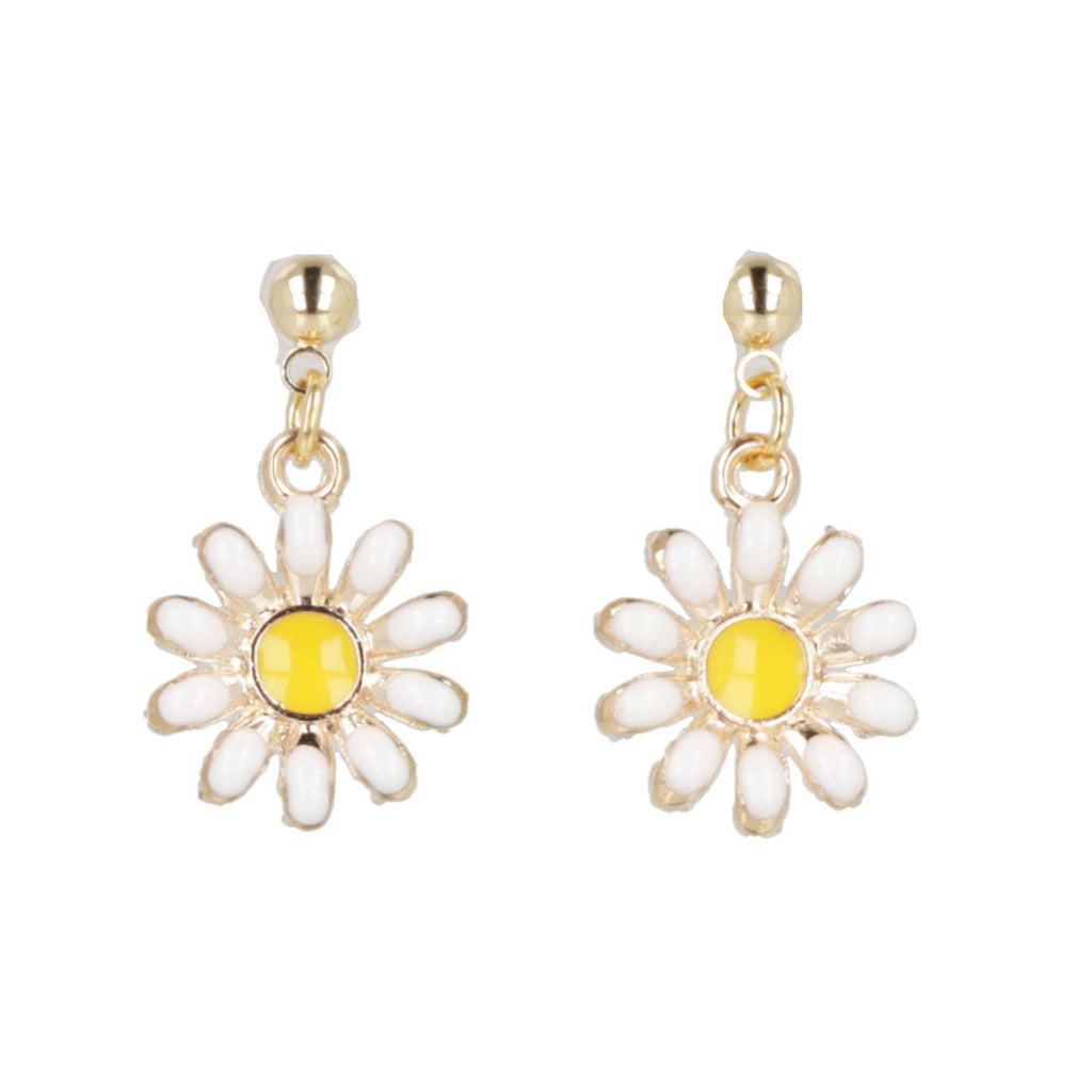 Enamel Daisy Drop Earrings - Sour Cherry