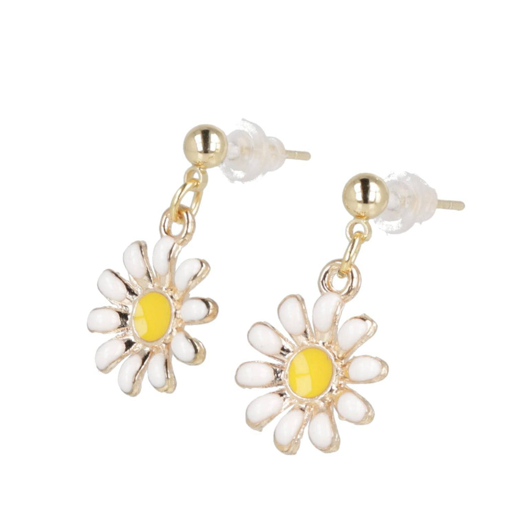 Enamel Daisy Drop Earrings - Sour Cherry