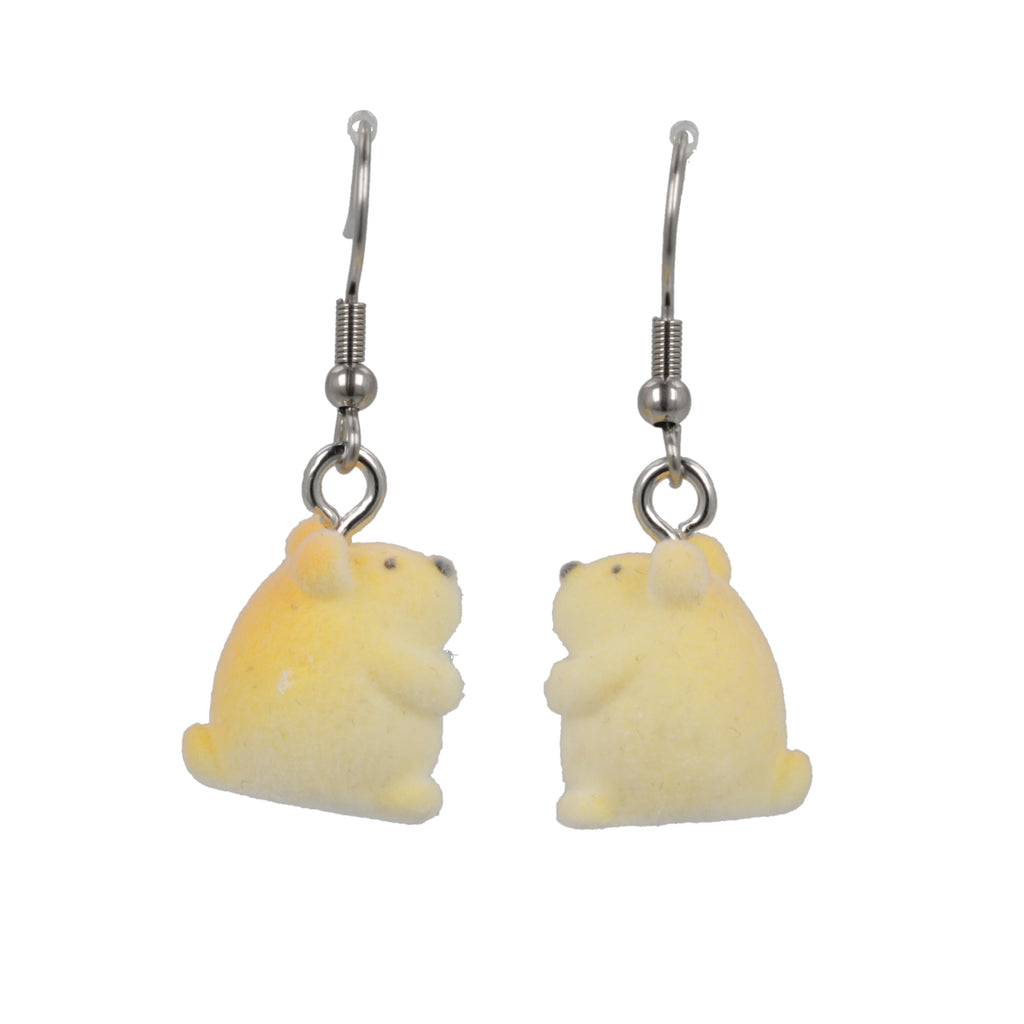 3D fuzzy hamster charms on stainless steel earwires