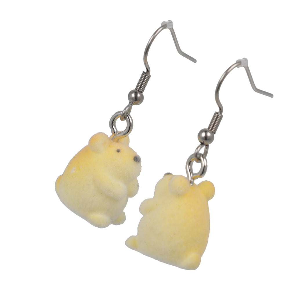 3D fuzzy hamster charms on stainless steel earwires