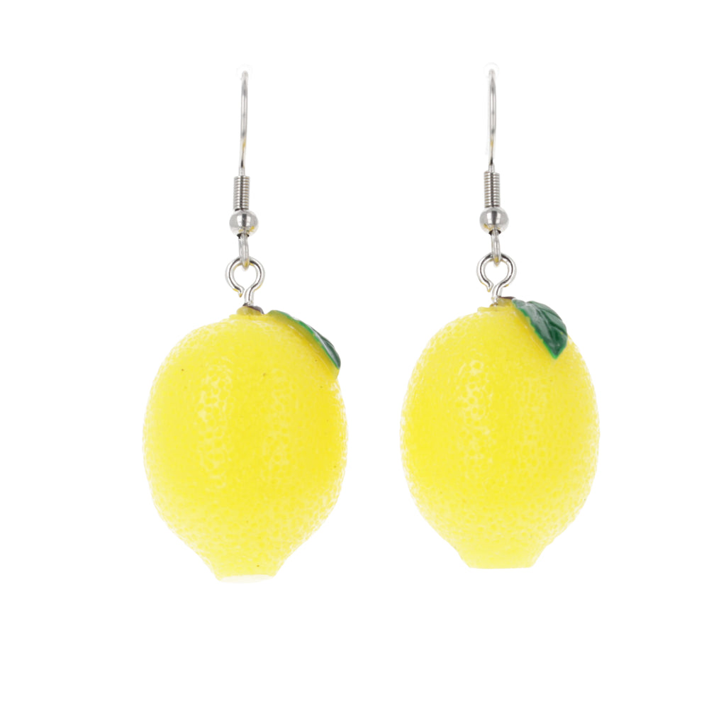 lemon charms on stainless steel earwires