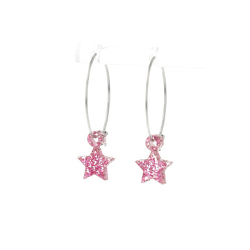 Mini Pink Glitter Star Hoop Earrings – Sour Cherry