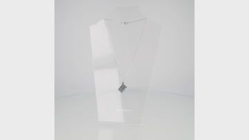 360 view of Grey acrylic mix tape pendant on stainless steel chain