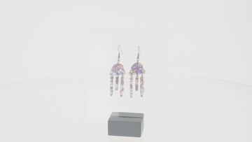 360 view of Purple abalone acrylic jellyfish charms on stainless steel earwires