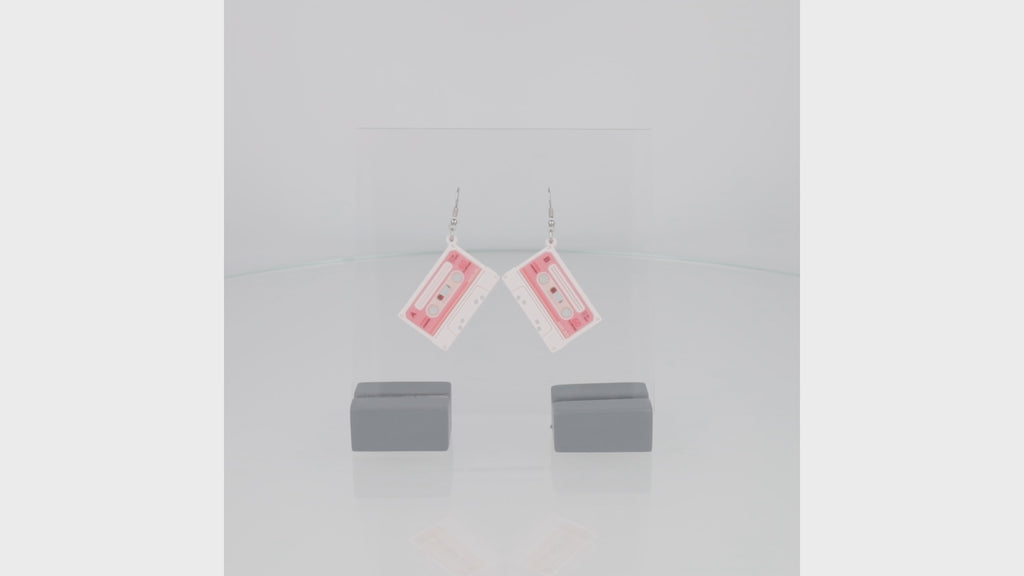 360 view of Pastel pink acrylic charms on stainless steel earwires