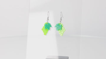 360 view of Acrylic green grapes charms on stainless steel earwires