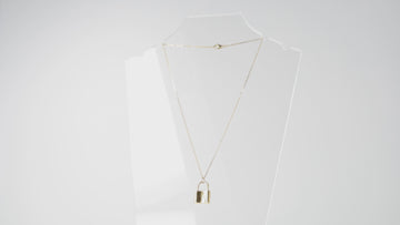 360 view of Gold plated stainless steel chain with a gold padlock pendant