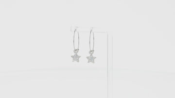 360 view of Mini silver glitter acrylic star charms on stainless steel hoops