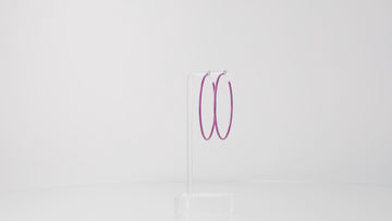 360 view of Stainless steel purple hoop earrings