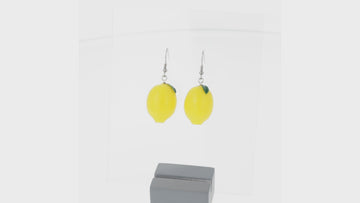 360 view of lemon charms on stainless steel earwires