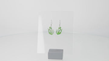 360 view of Green glitter acrylic seaweed charms on stainless steel earwires