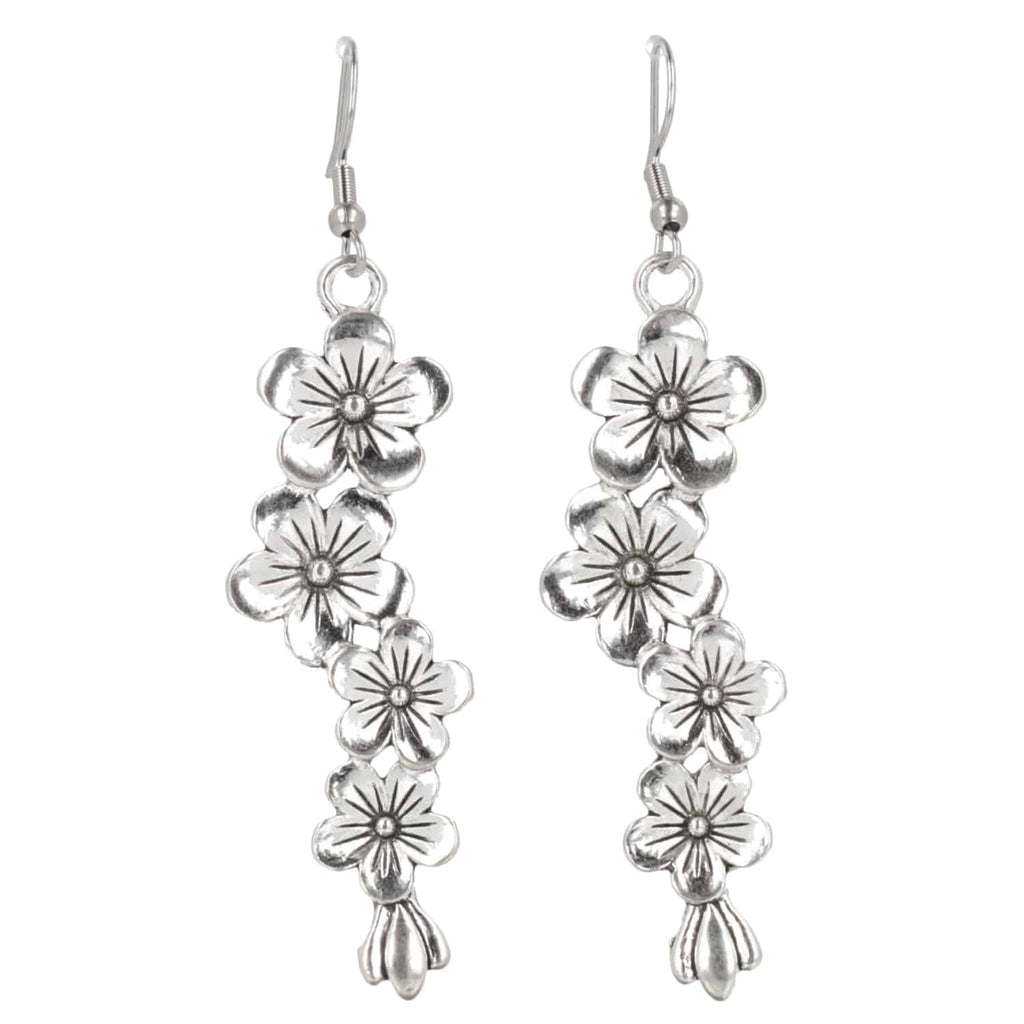 Silver Flowers Earrings - Sour Cherry