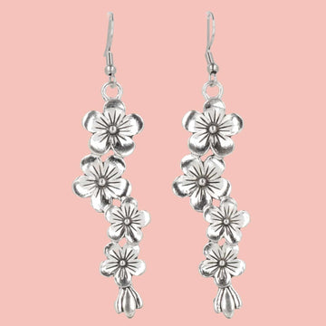 Silver Flowers Earrings - Sour Cherry