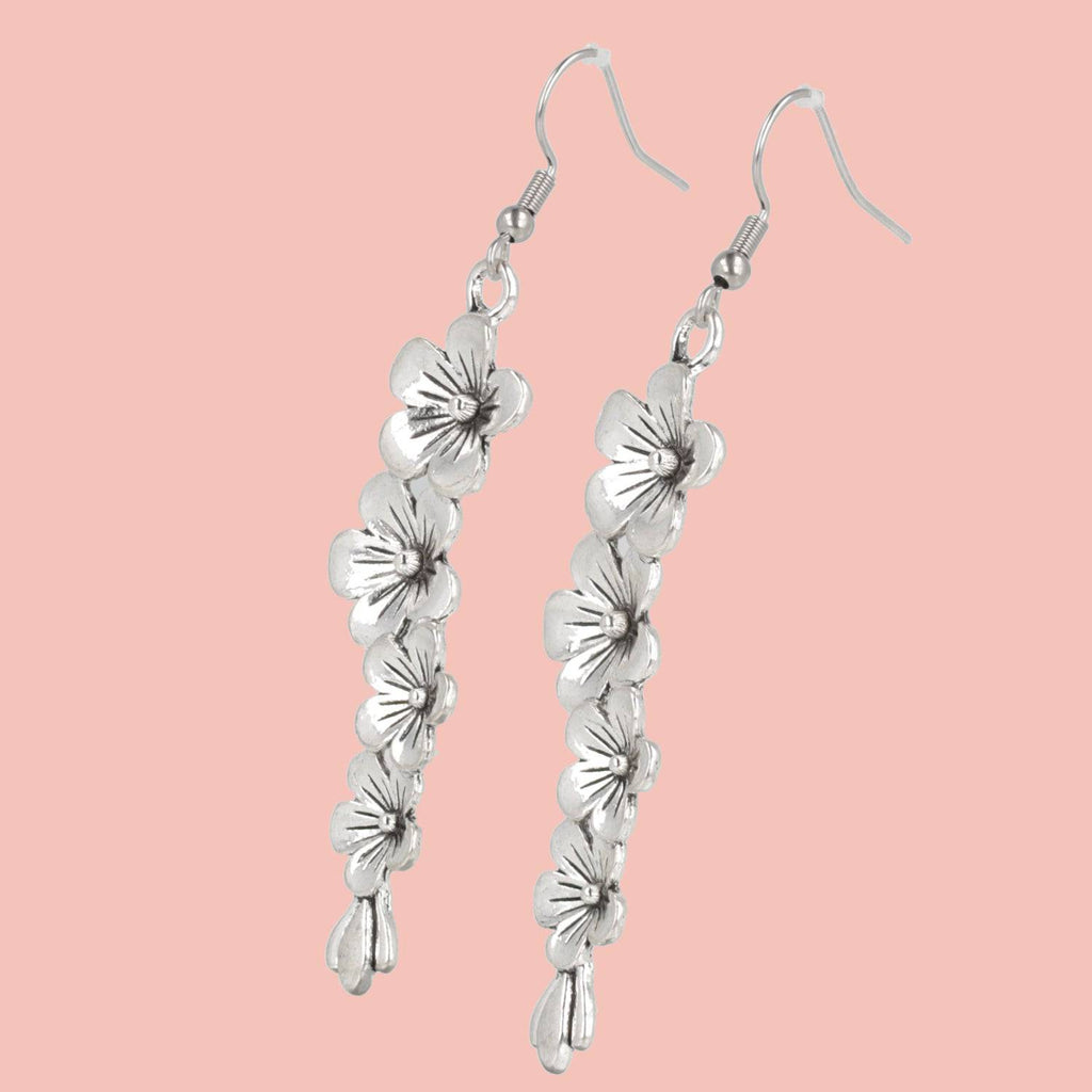 Silver Flowers Earrings - Sour Cherry