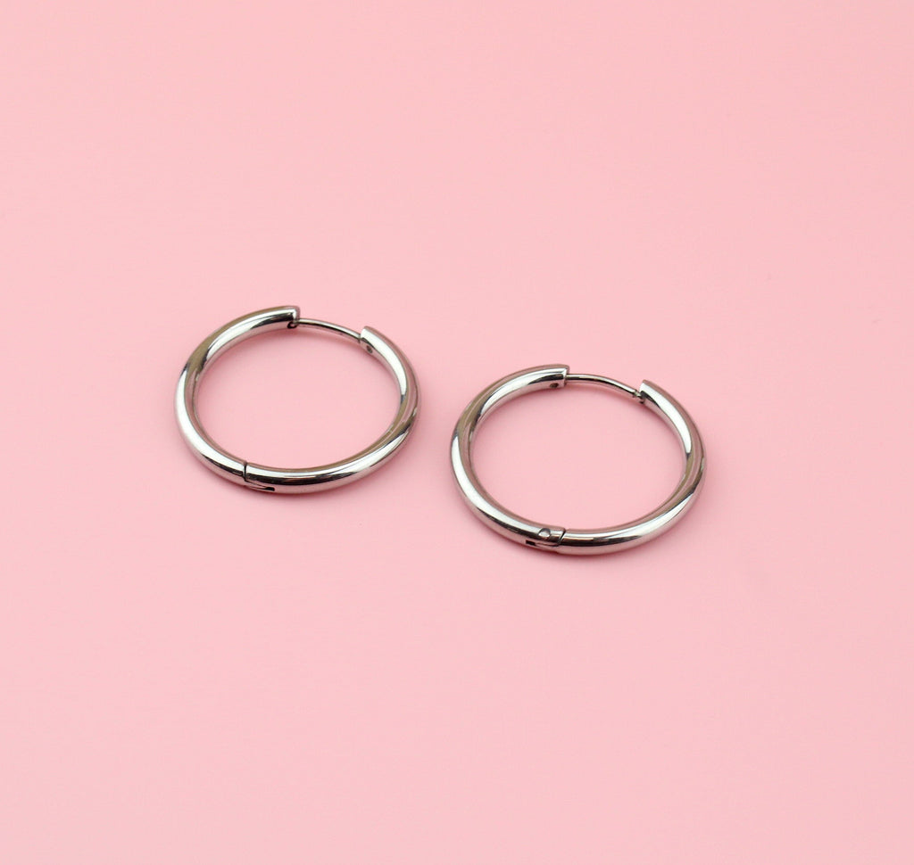 25mm Stainless Steel Hoop Earrings