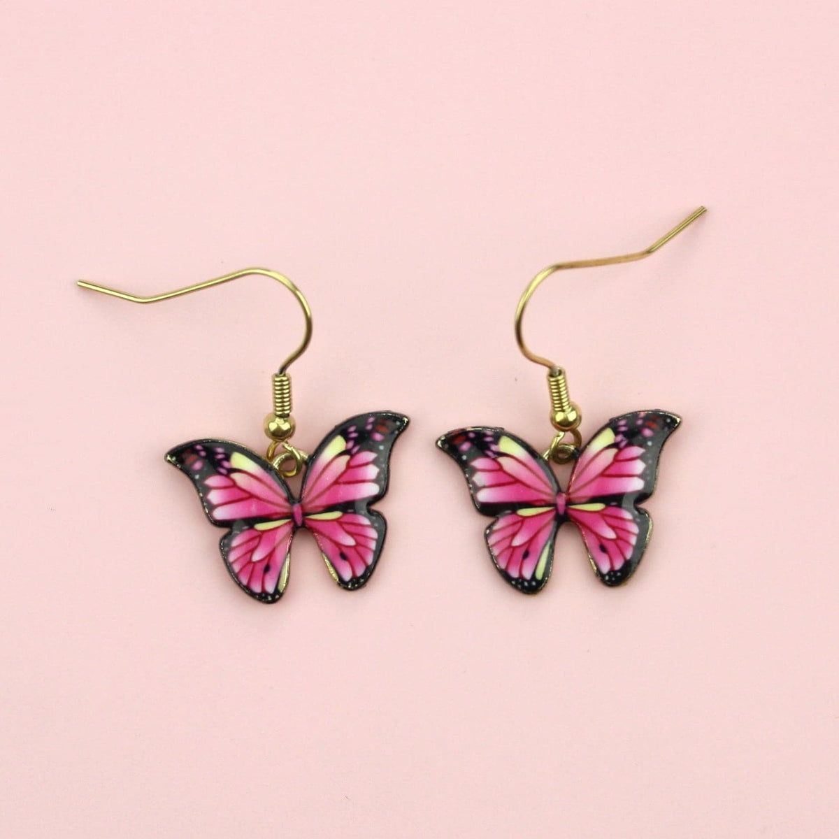 Bright Pink Butterfly Earrings (Gold Plated) – Sour Cherry