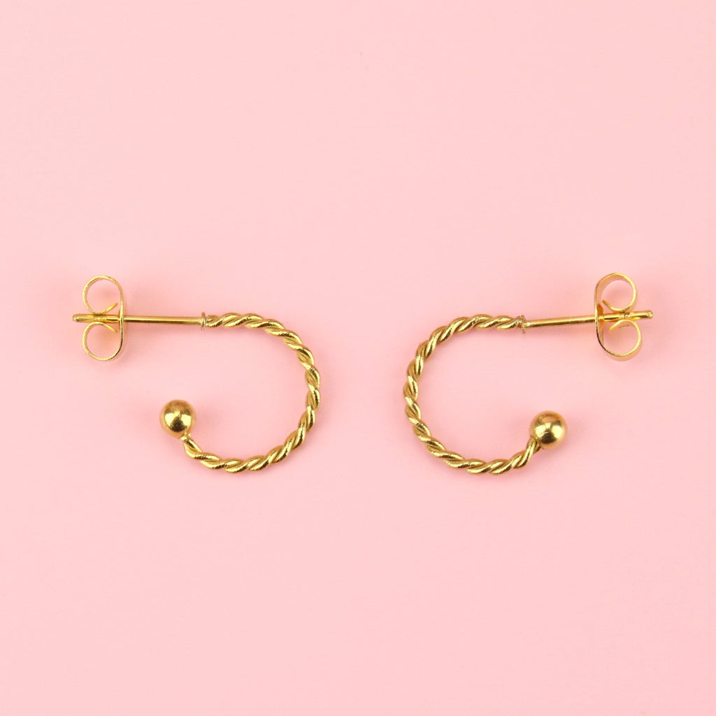 Tiny Twisted Hoop Earrings (Gold Plated) - Sour Cherry